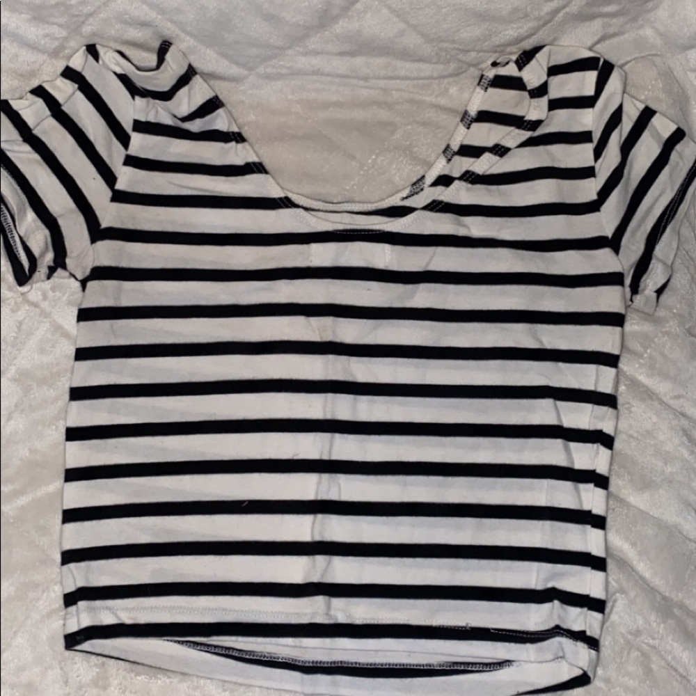 Black and white striped crop top